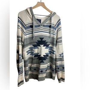 American Eagle AEO Mens Aztec Sweater Hoodie Sz Large Soft Cotton Knit